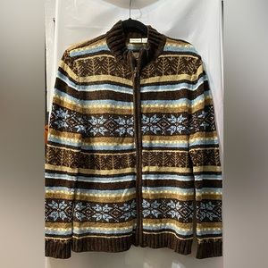 Cherokee Vintage Patterned Zipper Sweater Size M
